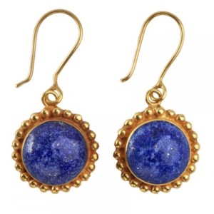 gold lapis lazuli flower earrings