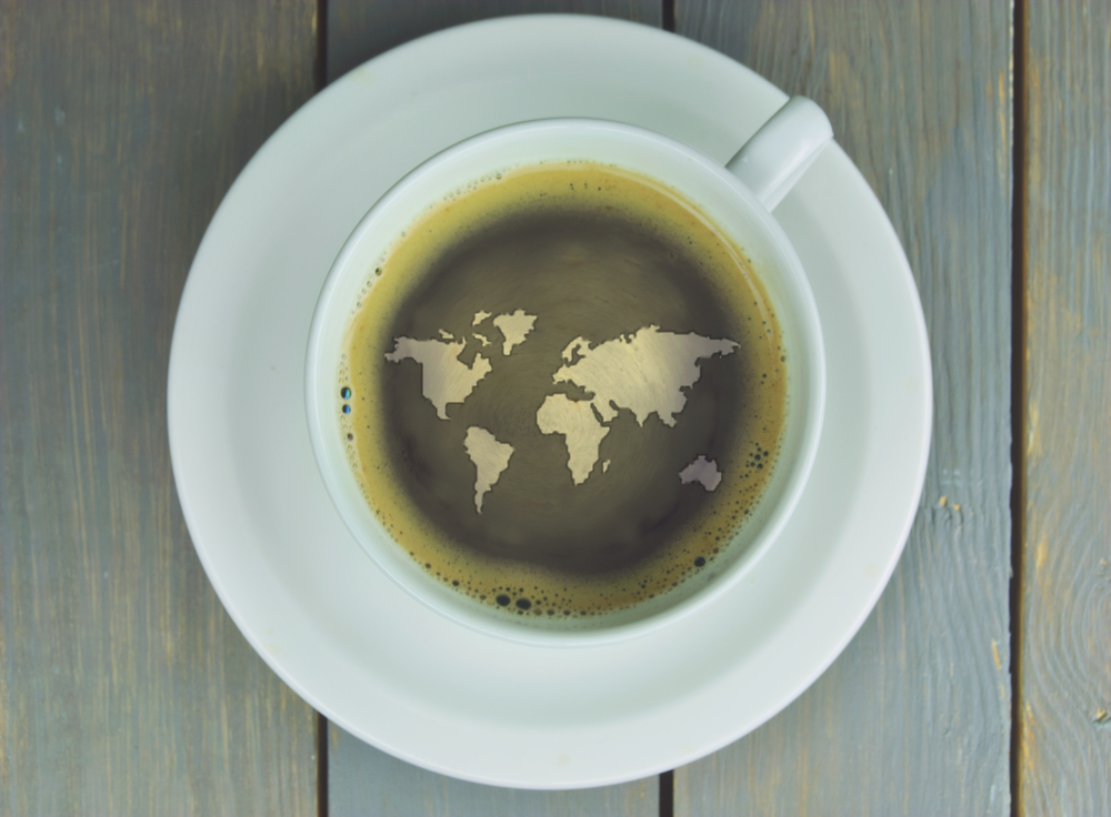 Coffee Cup Map Photo via Shutterstock
