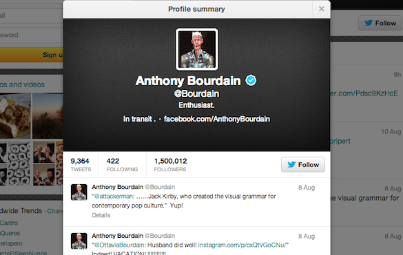 Anthony Bourdain Twitter