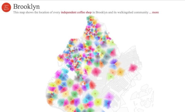 Map of indie coffee shops in brooklyn