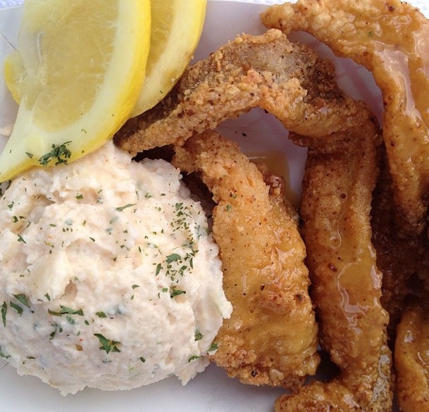 Catfish Amandine served with potato