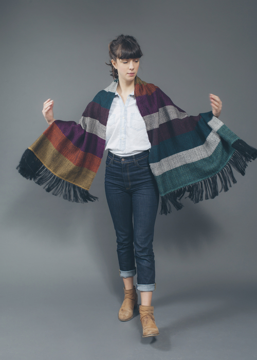 Rainbow Blanket Shawl, $260 USD - Hand woven by artisans in Peru from a blend of alpaca, wool, and acrylic.